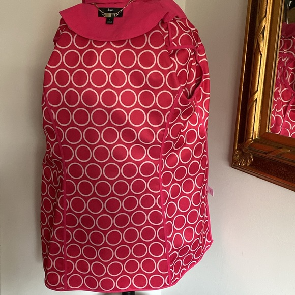 Dennis by Dennis Basso Women's L Hot Pink Rain Coat Hooded Jacket NEW - Picture 8 of 10